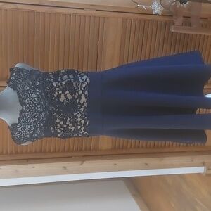 Maurices navy blue lace upper skater dress. Size 0 Like New condition.